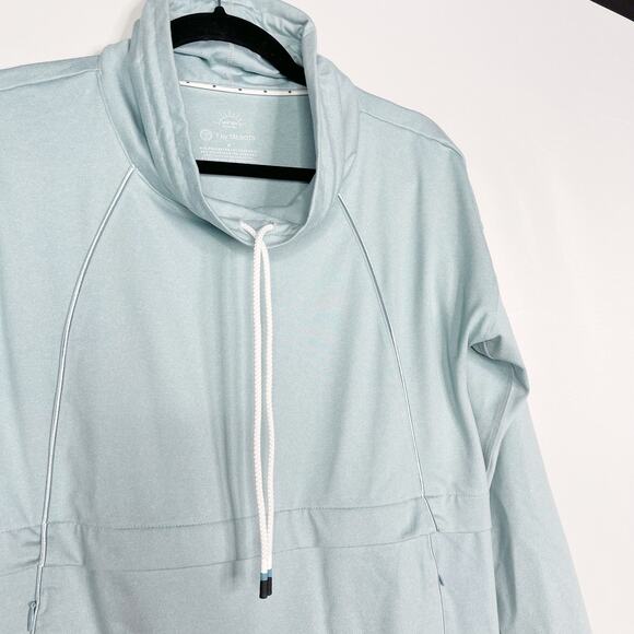 T by Talbots P Salt Blue Heather On The Move Drawstring Cowl Neck Top Pullover - Picture 3 of 10